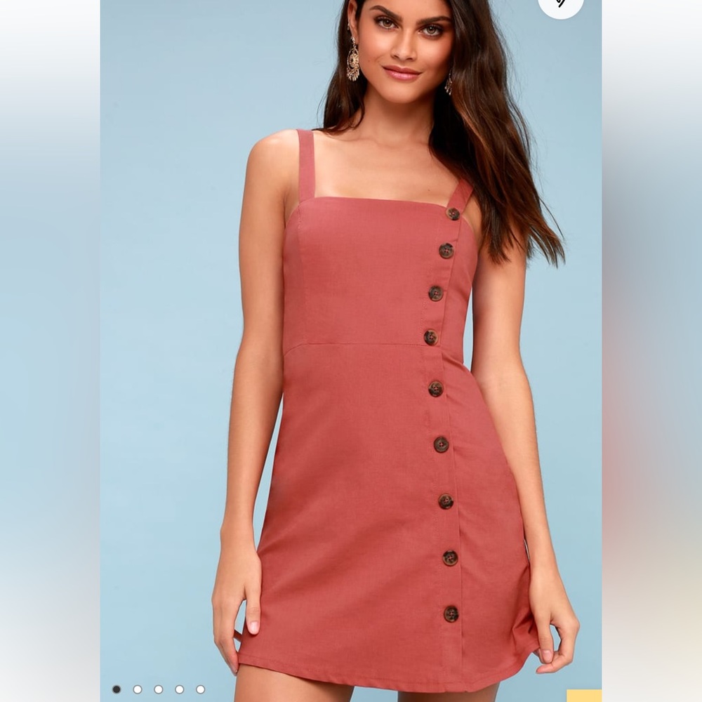 Louetta Rust Red Button-Down Mini Dress - image 2